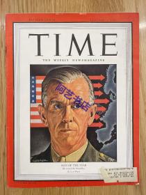 【现货】时代周刊杂志 TIME MAGAZINE，1944年1月3日，封面 “Marshall 马歇尔”，美国陆军五星上将。珍贵的历史资料。