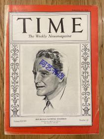【现货】时代周刊杂志 TIME MAGAZINE，1936年9月21日，封面 “ John D. M. Hamilton”。珍贵的历史资料。