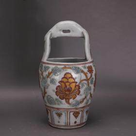 老瓷器，牡丹图瓷桶