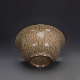 仿古瓷，南宋哥窑黄釉金丝铁线碗，复制故宫真品