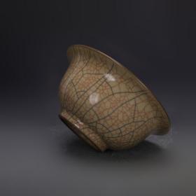 仿古瓷，南宋哥窑黄釉金丝铁线碗，复制故宫真品