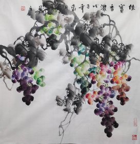 【七千多条好评】【精品放漏】著名花鸟名家画家蒋峰先生佳作《佳实香浓》四尺斗方未装裱花鸟宣纸画芯（68*68m）大写意国画花鸟，纯手绘保真销售，一图一拍所见即所得。