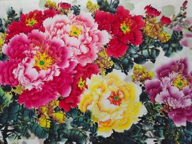 【八千多条好评】牡丹画名家陈君壁《富贵花开1》纯手绘国画牡丹画芯，六尺对开未装裱宣纸画芯，一图一-拍所见即所得。