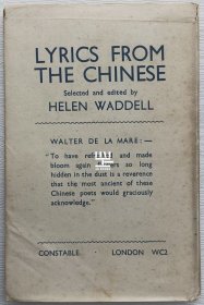 《中国诗歌170首》1945年版英国汉学家阿瑟·韦利Arthur Waley英译名著