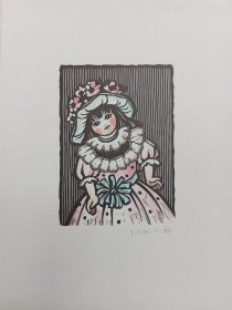 奥地利木刻粉色女孩