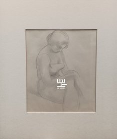 英国著名版画家莱特素描画稿坐姿女子