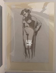 《浴女》1946年英国著名版画家莱特水彩加素描原作