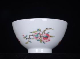 旧藏 粉彩花卉石榴碗