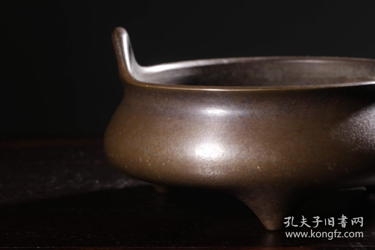 清“大明宣德年制”款冲天耳铜三足炉