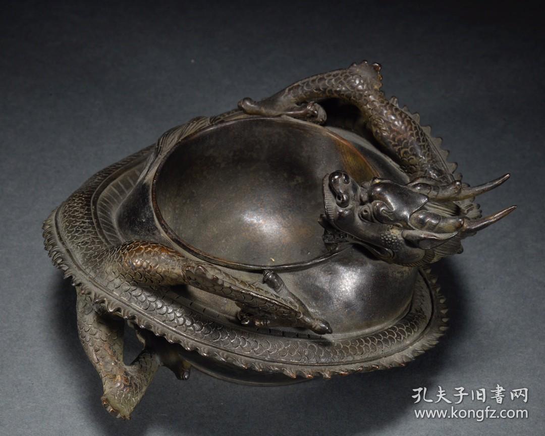 乾隆·老铜胎盘龙笔洗