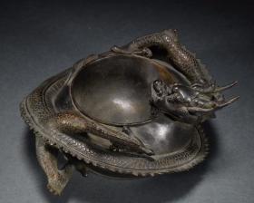 乾隆·老铜胎盘龙笔洗