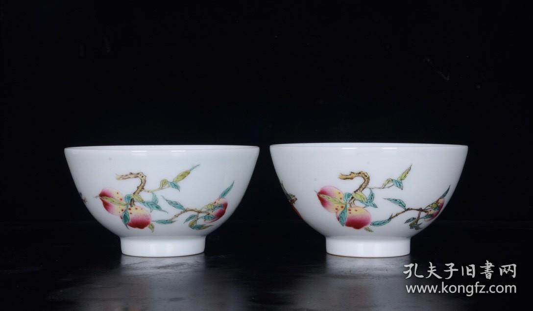 旧藏 粉彩花卉石榴碗