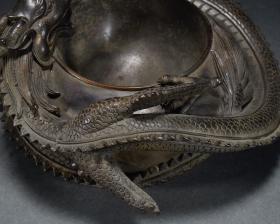 乾隆·老铜胎盘龙笔洗