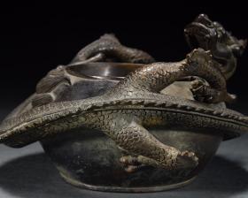 乾隆·老铜胎盘龙笔洗