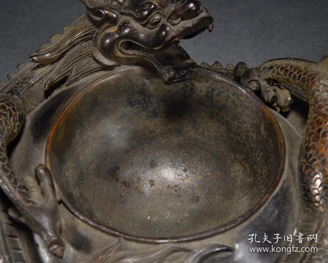 乾隆·老铜胎盘龙笔洗