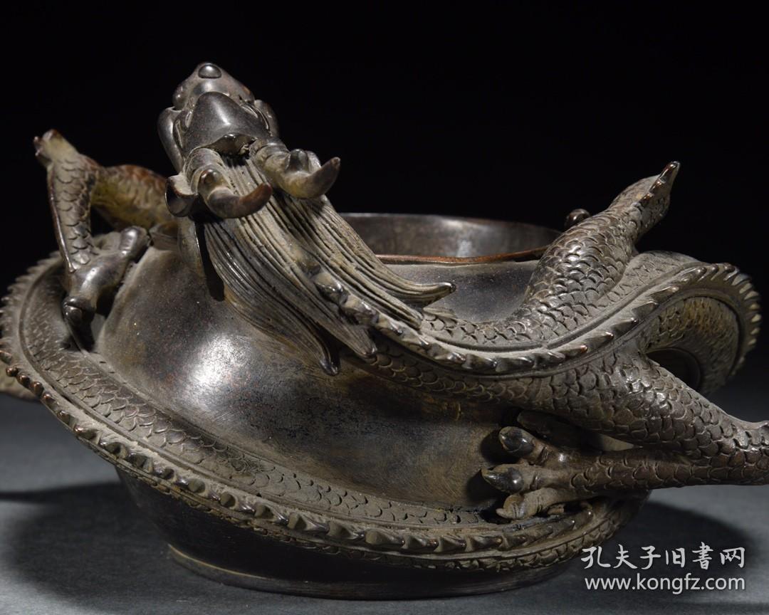乾隆·老铜胎盘龙笔洗