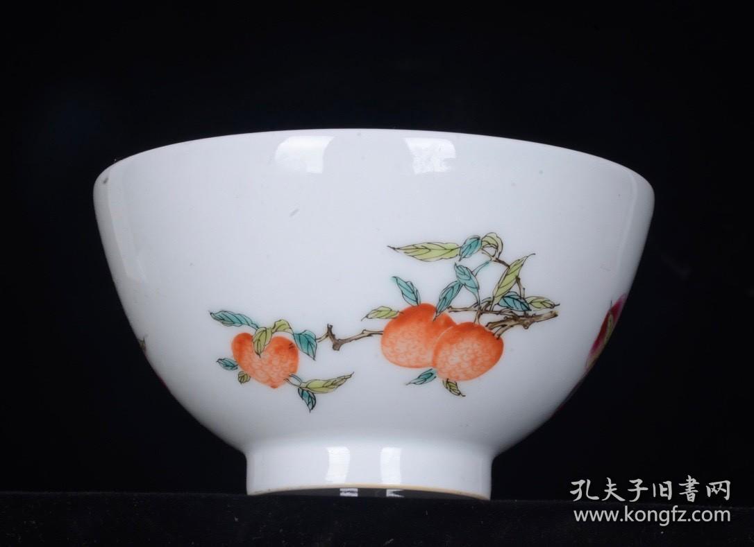 旧藏 粉彩花卉石榴碗