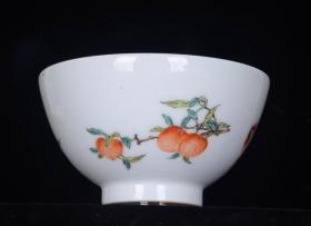 旧藏 粉彩花卉石榴碗