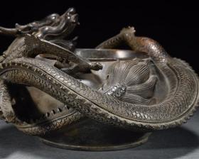 乾隆·老铜胎盘龙笔洗