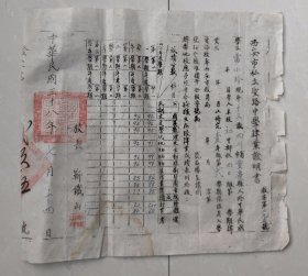 民国38年西安市私立圣路中学肄业证明书，教会学校，少见