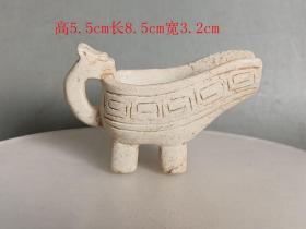 高古鸡 骨白玉手把件