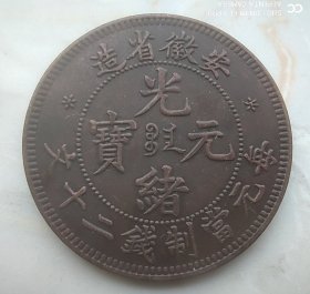 6032号  安徽省造光绪元宝当制钱二十文  中满文   试铸币 