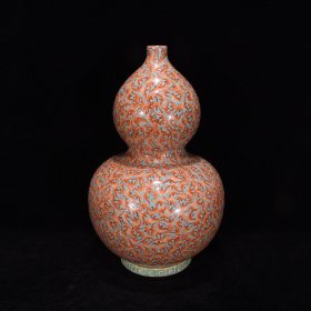 清乾隆矾红松石釉葫芦瓶
