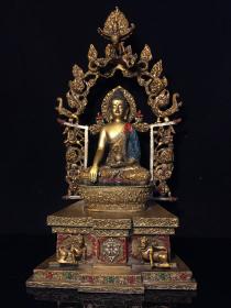 铜彩绘释迦牟尼佛像，工艺精美、