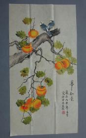 【保真】名家字画--北京---凌雪（事事如意）工笔花鸟作品｛可议价书画｝