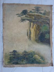 【保真】馆藏七十年代油画作品（庐山龙首岩）手绘原作