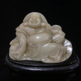 旧藏·寿山石弥勒佛造像。尺寸：不带底高9.6宽13厚4.5cm重601g