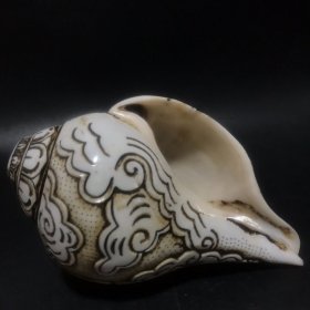 旧藏 藏传雕佛法螺规格：长16.5cm宽8.5cm重4420g