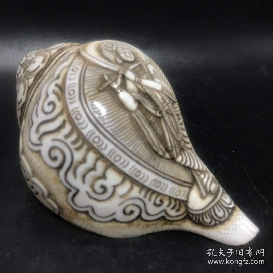 旧藏 藏传雕佛法螺规格：长16.5cm宽8.5cm重4420g