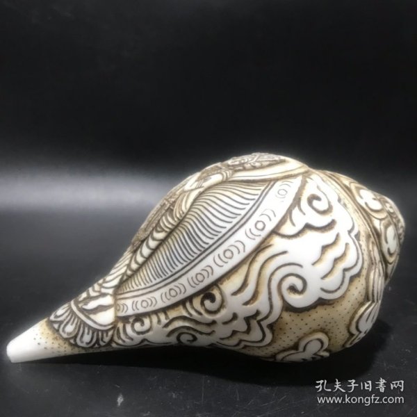 旧藏 藏传雕佛法螺规格：长16.5cm宽8.5cm重4420g