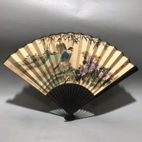 旧藏：纯手工绘画花鸟扇子，保存完整2