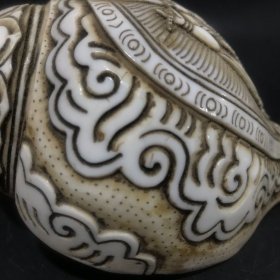 旧藏 藏传雕佛法螺规格：长16.5cm宽8.5cm重4420g