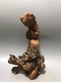 旧藏：根镶石头座佛大摆件，高：31cmx19cm，重量：1855g