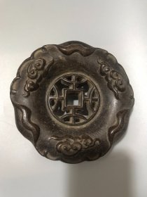 木雕檀木镂空雕螭龙底座摆件全手工，尺寸：16cm1