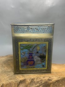 旧藏白铜烧蓝烟丝盒1
