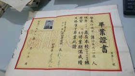 1957年中华全国供销合作总社干部学校毕业证书（星星版画暗花）（为人民服务暗花）（校长程子华钤印）（此类收藏品稀少）