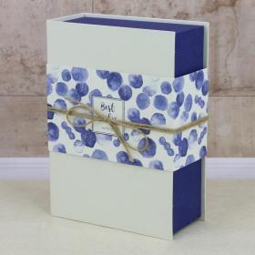高档精美礼品盒礼物包装盒 蓝色腰封书形礼盒1个 尺寸:长26*宽19*高8cm 可放鲜花，礼品，礼物，可用于收纳物品