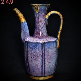五大名窑高古老瓷系列 一线收藏老瓷器 保真 钧窑，簪花镶嵌执壶，