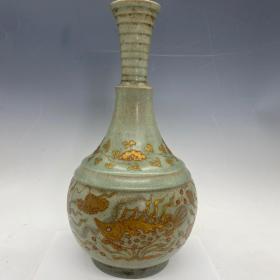 五大名窑高古老瓷系列 一线收藏老瓷器 保真 宋汝瓷天花瓶28＊13厘米