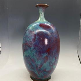 五大名窑高古老瓷系列 一线收藏老瓷器 保真 宋钧窑变花瓶 高38厘米、宽17厘米