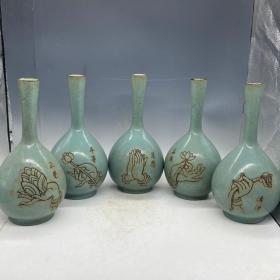 五大名窑高古老瓷系列 一线收藏老瓷器 保真 宋汝瓷 赏瓶26x14厘米