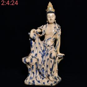 五大名窑高古老瓷系列 一线收藏老瓷器 保真 白釉蓝彩观音