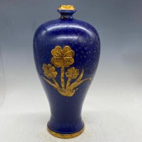 五大名窑高古老瓷系列 一线收藏老瓷器 保真 宋宝石蓝花瓶36x16