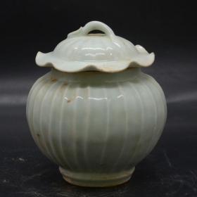 宋湖田窑瓷器雕刻南瓜纹盖罐罐子摆件陶瓷