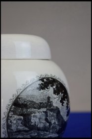 英国骨瓷陶瓷苏格兰斯特灵城堡大容量收纳茶叶罐烟丝罐咖啡罐一对
