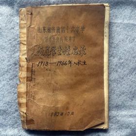 山东省济南育英中学（济南第十六中学）历届学生姓名录1913-1966年入校生 /校史资料/济南育英中学校史草稿共4本草稿 共计6本油印本合并出售 馆藏级历史文献资料